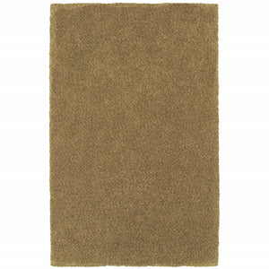Homeroots 3' X 5' Rich Gold Shag Tufted Handmade Stain Resistant Area Rug Gold Polyester 508996
