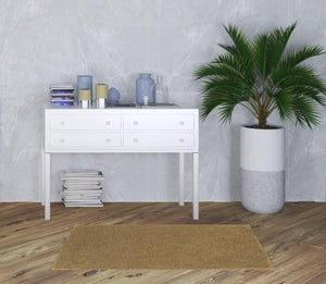 Homeroots 3' X 5' Rich Gold Shag Tufted Handmade Stain Resistant Area Rug Gold Polyester 508996