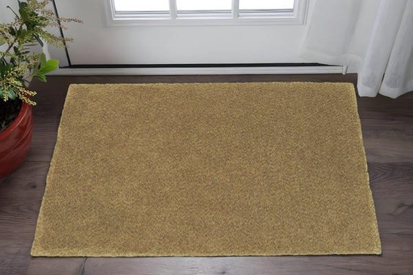 HomeRoots 10' Luxurious Handmade Rich Gold Shag Area Rug – Soft, Stain-Resistant, Perfect for Cozy Living Spaces 3' x 5' 508996