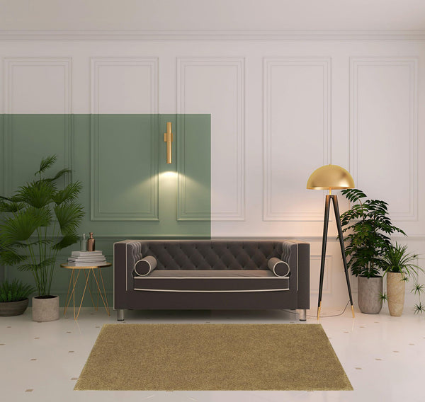 Homeroots 5' X 7' Rich Gold Shag Tufted Handmade Stain Resistant Area Rug Gold Polyester 508997