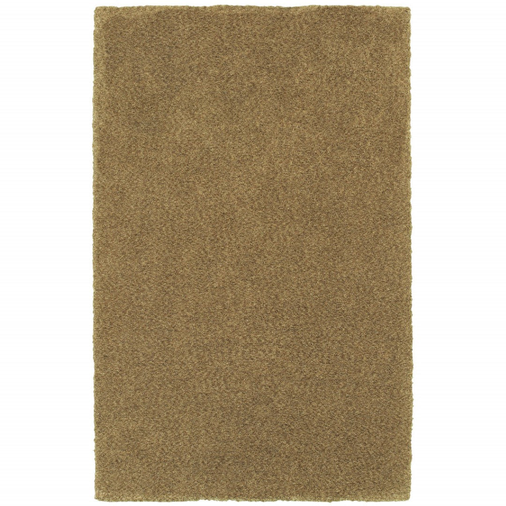 HomeRoots 10' Luxurious Handmade Rich Gold Shag Area Rug – Soft, Stain-Resistant, Perfect for Cozy Living Spaces 6' X 9' 508998