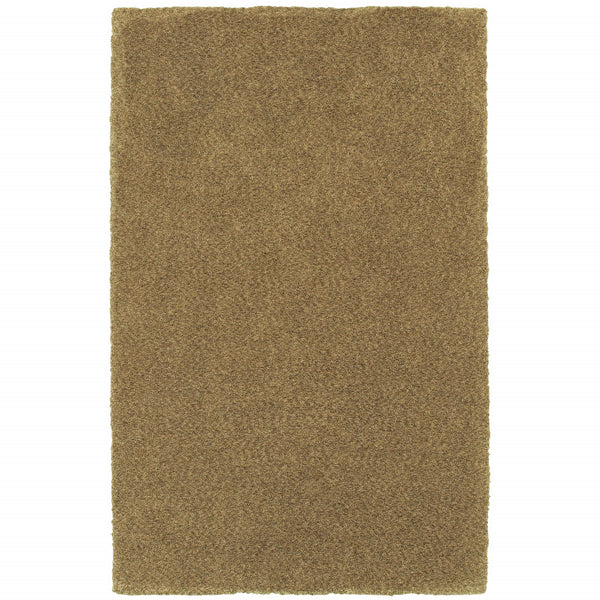 Homeroots 8' X 11' Rich Gold Shag Tufted Handmade Stain Resistant Area Rug Gold Polyester 508999