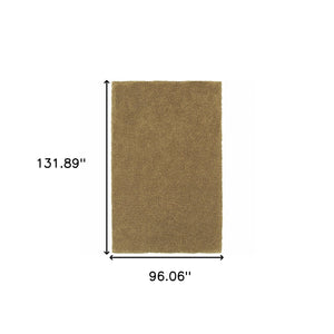 Homeroots 8' X 11' Rich Gold Shag Tufted Handmade Stain Resistant Area Rug Gold Polyester 508999