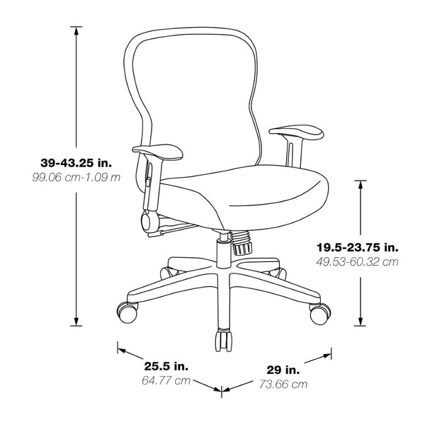 OSP Home Furnishings Deluxe Ergonomic Mesh Office Chair with Memory Foam Seat and Four Way Adjustable Arms 529R-3R2N1F2