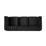 Christopher Knight Home® - Noble House - - 84-Inch Black 3-Seater Velvet Sofa – Button Tufted With Nailhead Trim, Curved Backrest, And Rolled Arms, Stylish And Elegant Couch For Modern Living Rooms, Durable Upholstery, Luxury Design