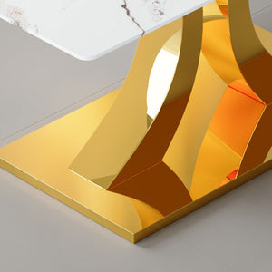 English Elm Marble-Patterned Foldable Dining Table With 4 Black U-Shaped Armchairs - Modern, Space-Saving Set W2920S00087