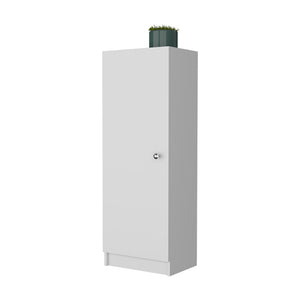 English Elm Miami White Single Door Pantry Cabinet with 4 Shelves, Space-Saving Particle Board, Easy Assembly B128P148940