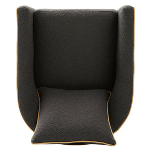 English Elm Swivel Barrel Accent Chair Boucle Upholstered with 360 Base for Living Room Corners Dark Grey N763P376127R