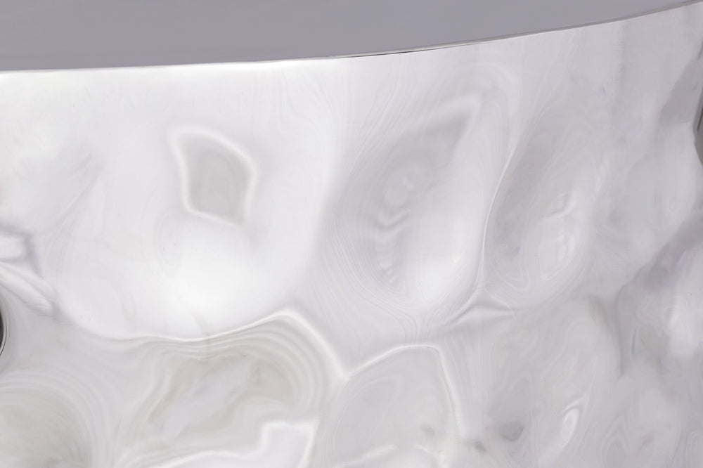 English Elm CT-90-30-30 Hand-Hammered Stainless Steel Coffee Table in Silver — Modern Rounded Artisanal Centerpiece B009P321117