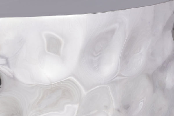 English Elm CT-90-30-30 Hand-Hammered Stainless Steel Coffee Table in Silver — Modern Rounded Artisanal Centerpiece B009P321117