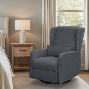 JLA Home Madison Park - Power Candace Recliner offers 3-in-1 power recline, 270° swivel & glider, USB/USB‑C charging, lumbar support, spill-resistant upholstery, side pocket, sturdy wood frame, tool-free setup for living rooms, nurseries, home offices Grey MP103-1285