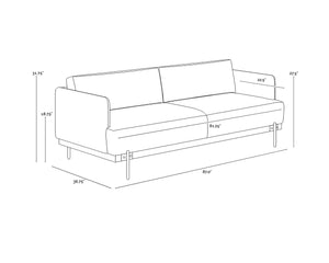 Sunpan Saul Sofa - Handcrafted Comfort with Rustic Oak Frame and Black Iron Legs for Timeless Elegance Shalimar Tobacco Leather