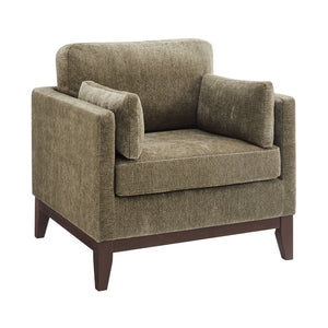 English Elm Chalco Mid-century Accent Chair Walnut Legs Polyester Upholstery Deep Foam Cushions Green B050P429147