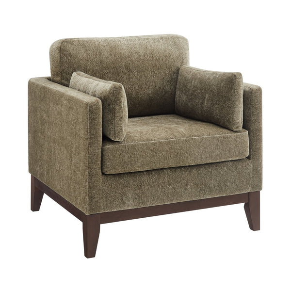 English Elm Chalco Mid-century Accent Chair Walnut Legs Polyester Upholstery Deep Foam Cushions Green B050P429147