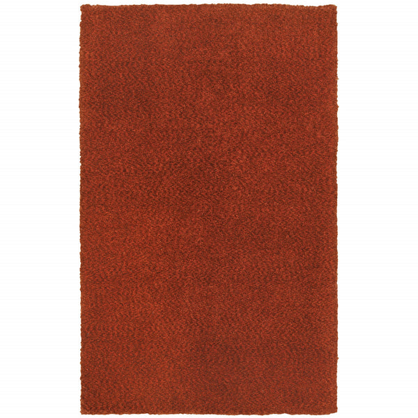 Homeroots 3' X 5' Rust Red Shag Tufted Handmade Stain Resistant Area Rug Red Polyester 509000