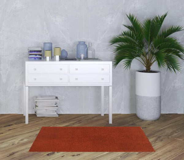 Homeroots 3' X 5' Rust Red Shag Tufted Handmade Stain Resistant Area Rug Red Polyester 509000