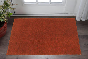 HomeRoots 3'' Rust Red Shag Area Rug – Handmade, Stain Resistant, Plush Texture for Cozy Living Spaces 3' x 5' 509000