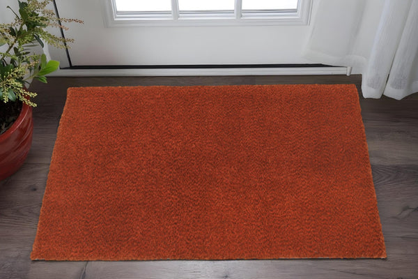 HomeRoots 3'' Rust Red Shag Area Rug – Handmade, Stain Resistant, Plush Texture for Cozy Living Spaces 3' x 5' 509000