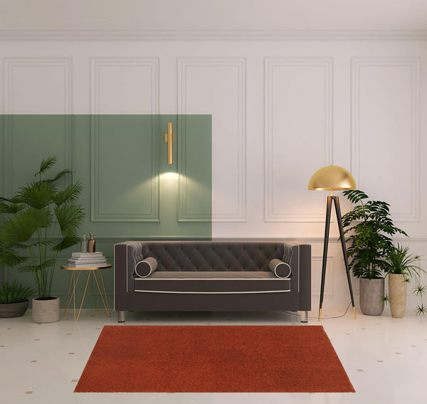 Homeroots 5' X 7' Rust Red Shag Tufted Handmade Stain Resistant Area Rug Red Polyester 509001