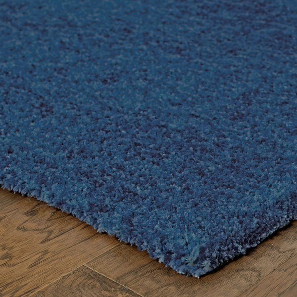 Homeroots 10' X 13' Deep Blue Shag Tufted Handmade Stain Resistant Area Rug Blue Polyester 509002