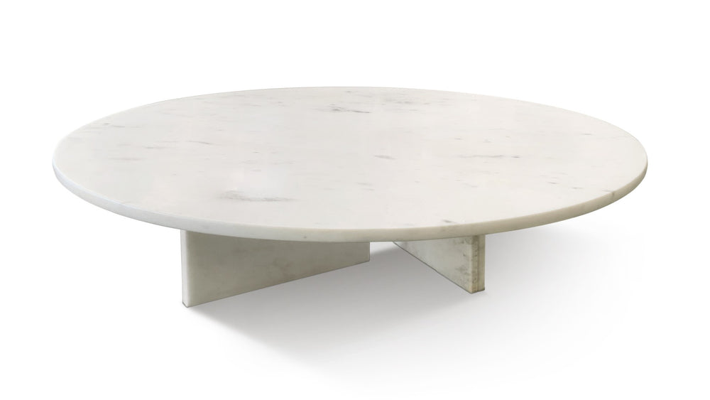 English Elm White Natural Marble Coffee Table – Minimalist Luxury Centerpiece For Modern Living Spaces, 35.4" W1696P262768-GIGA