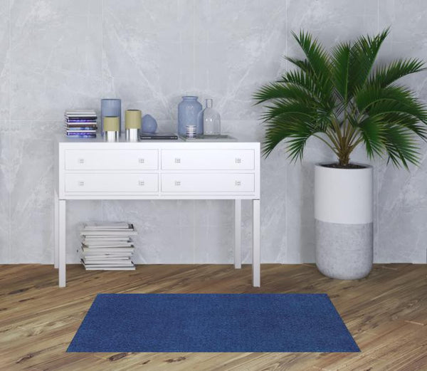 Homeroots 3' X 5' Deep Blue Shag Tufted Handmade Stain Resistant Area Rug Blue Polyester 509003