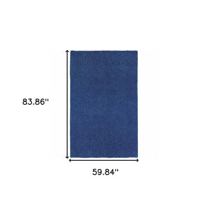 Homeroots 5' X 7' Blue Shag Hand Tufted Area Rug Blue Polyester 509004