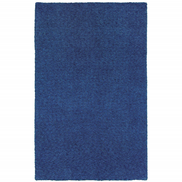 Homeroots 6' X 9' Deep Blue Shag Tufted Handmade Stain Resistant Area Rug Blue Polyester 509005