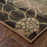 Homeroots 8' Brown And Black Floral Power Loom Runner Rug  Polypropylene 509009