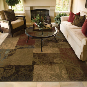HomeRoots 10' Bold Green and Red Geometric Stain-Resistant Area Rug for Modern Living Spaces, Durable Design 4' X 6' Rectangle 509018