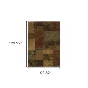 HomeRoots 10' Bold Green and Red Geometric Stain-Resistant Area Rug for Modern Living Spaces, Durable Design 8' X 11' Rectangle 509022