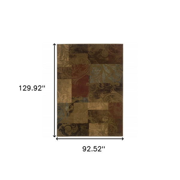 HomeRoots 10' Bold Green and Red Geometric Stain-Resistant Area Rug for Modern Living Spaces, Durable Design 8' X 11' Rectangle 509022