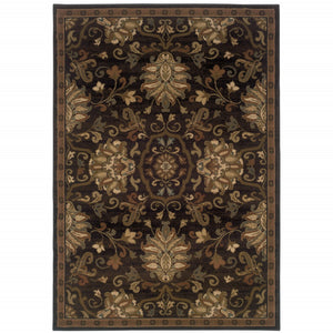 HomeRoots 10' Elegant Brown Beige Blue Red Oriental Area Rug - Stain Resistant, Durable, Perfect for Family Spaces 4' X 6' Rectangle 509026