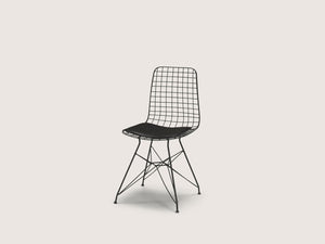 English Elm Zen Wire Chair - Modern Black Metal Frame With Ergonomic Support & Luxurious Leather Cushion Comfort B029P332148-GIGA