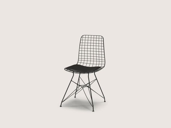 English Elm Zen Wire Chair - Modern Black Metal Frame With Ergonomic Support & Luxurious Leather Cushion Comfort B029P332148-GIGA