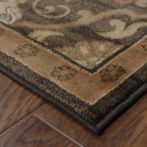 HomeRoots 10' Elegant Brown Beige Blue Red Oriental Area Rug - Stain Resistant, Durable, Perfect for Family Spaces 8' X 11' Rectangle 509030