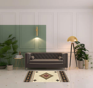 Homeroots 4' X 6' Beige Southwestern Power Loom Stain Resistant Area Rug Beige,Green Polypropylene 509042