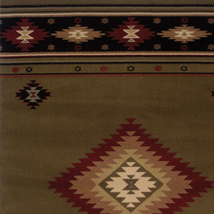 Homeroots 4' X 6' Green Southwestern Power Loom Stain Resistant Area Rug Green,Red Polypropylene 509050