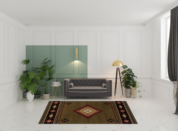 Homeroots 6' X 9' Green Southwestern Power Loom Stain Resistant Area Rug Green,Red Polypropylene 509052