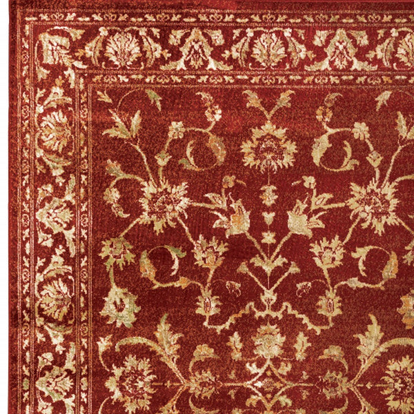 Homeroots 5' X 7' Red And Gold Oriental Power Loom Stain Resistant Area Rug Red,Gold Polypropylene 509063
