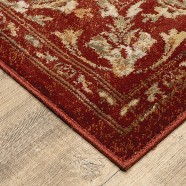 Homeroots 5' X 7' Red And Gold Oriental Power Loom Stain Resistant Area Rug Red,Gold Polypropylene 509063