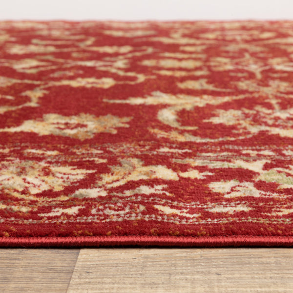 Homeroots 6' X 9' Red And Gold Oriental Power Loom Stain Resistant Area Rug Red,Gold Polypropylene 509064