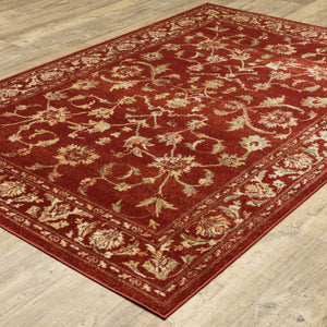 Homeroots 8' X 10' Red And Gold Oriental Power Loom Stain Resistant Area Rug Red,Gold Polypropylene 509065