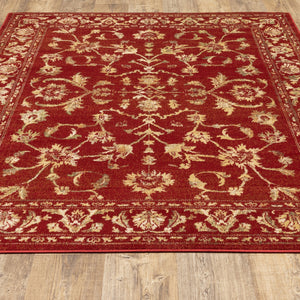 Homeroots 8' X 10' Red And Gold Oriental Power Loom Stain Resistant Area Rug Red,Gold Polypropylene 509065