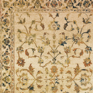 Homeroots 5' X 7' Beige Gold And Teal Oriental Power Loom Stain Resistant Area Rug Beige,Gold Polypropylene 509069