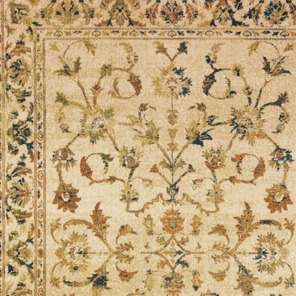 Homeroots 5' X 7' Beige Gold And Teal Oriental Power Loom Stain Resistant Area Rug Beige,Gold Polypropylene 509069