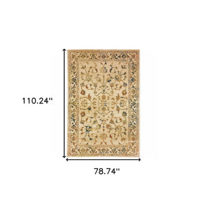 Homeroots 6' X 9' Beige Gold And Teal Oriental Power Loom Stain Resistant Area Rug Beige,Gold Polypropylene 509070