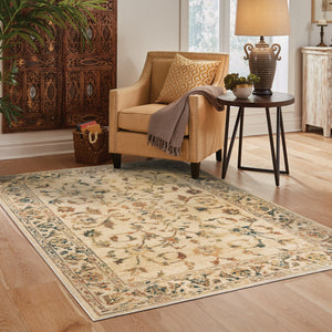 Homeroots 6' X 9' Beige Gold And Teal Oriental Power Loom Stain Resistant Area Rug Beige,Gold Polypropylene 509070