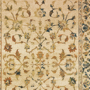 Homeroots 8' X 10' Beige Gold And Teal Oriental Power Loom Stain Resistant Area Rug Beige,Gold Polypropylene 509071