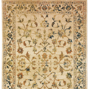 Homeroots 8' X 10' Beige Gold And Teal Oriental Power Loom Stain Resistant Area Rug Beige,Gold Polypropylene 509071